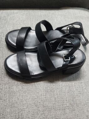 ADOC Women’s Black Chunky Block Heel Sandals Size 10